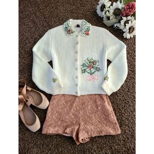 Vintage floral embroidered cardigan